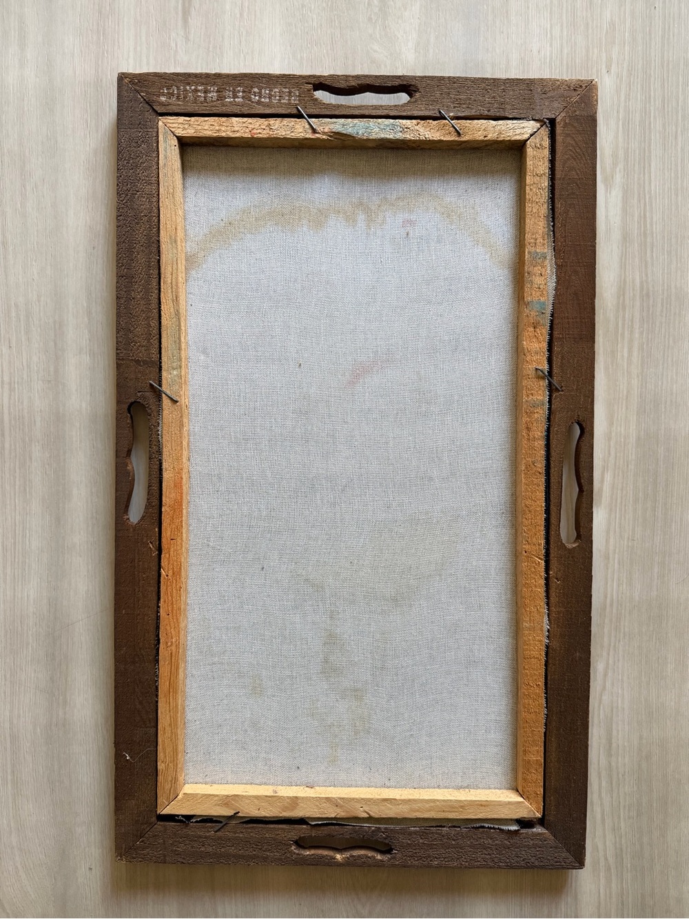 Vintage Mexican Handpainted German Shepard on Velvet Hand Carved Wood Frame - Picture 6 of 8